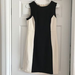 Talbots black & ecru sheath dress - fully lined 4P